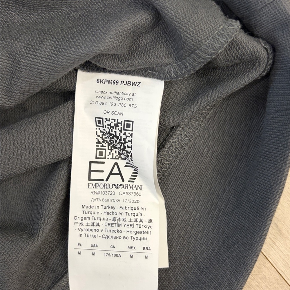 Emporio Armani EA7 Charcoal Hoodie - Picture 3 of 6